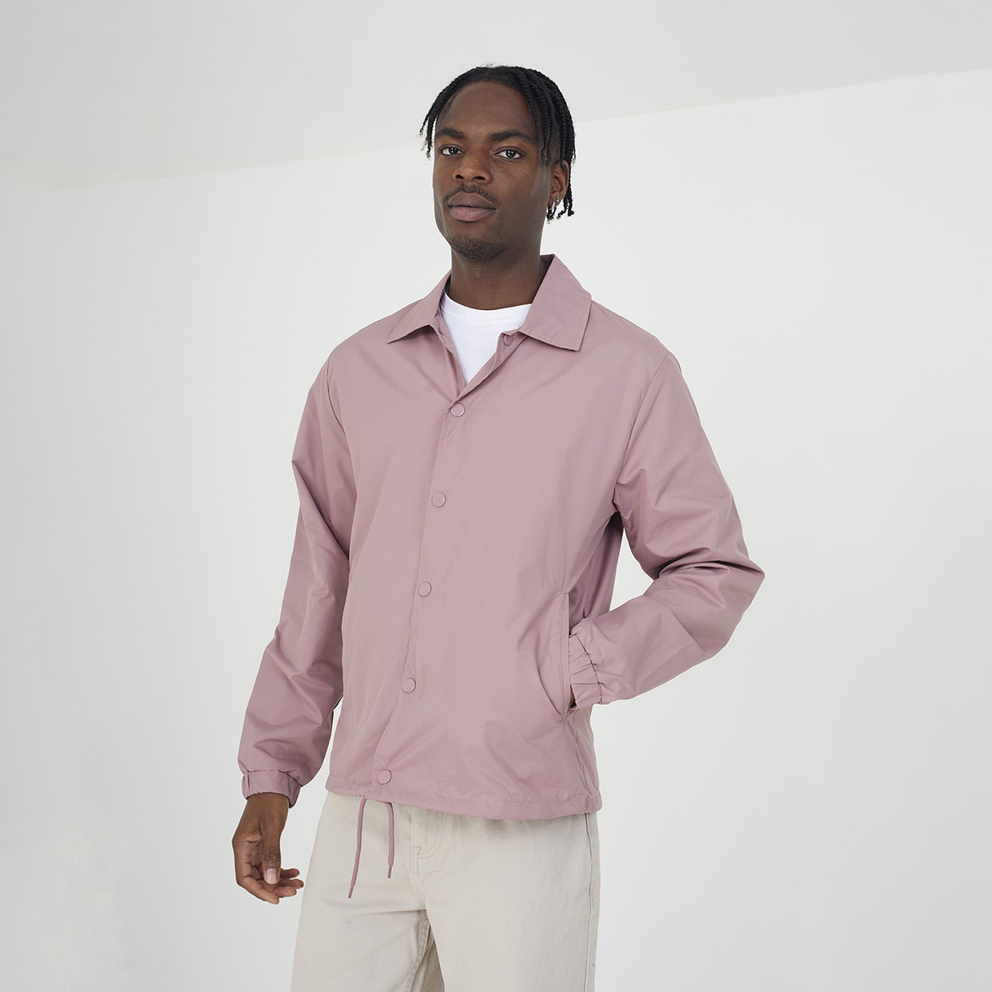 Brave Soul Pink Lightweight Coach Style Jacket - Pink Image 1