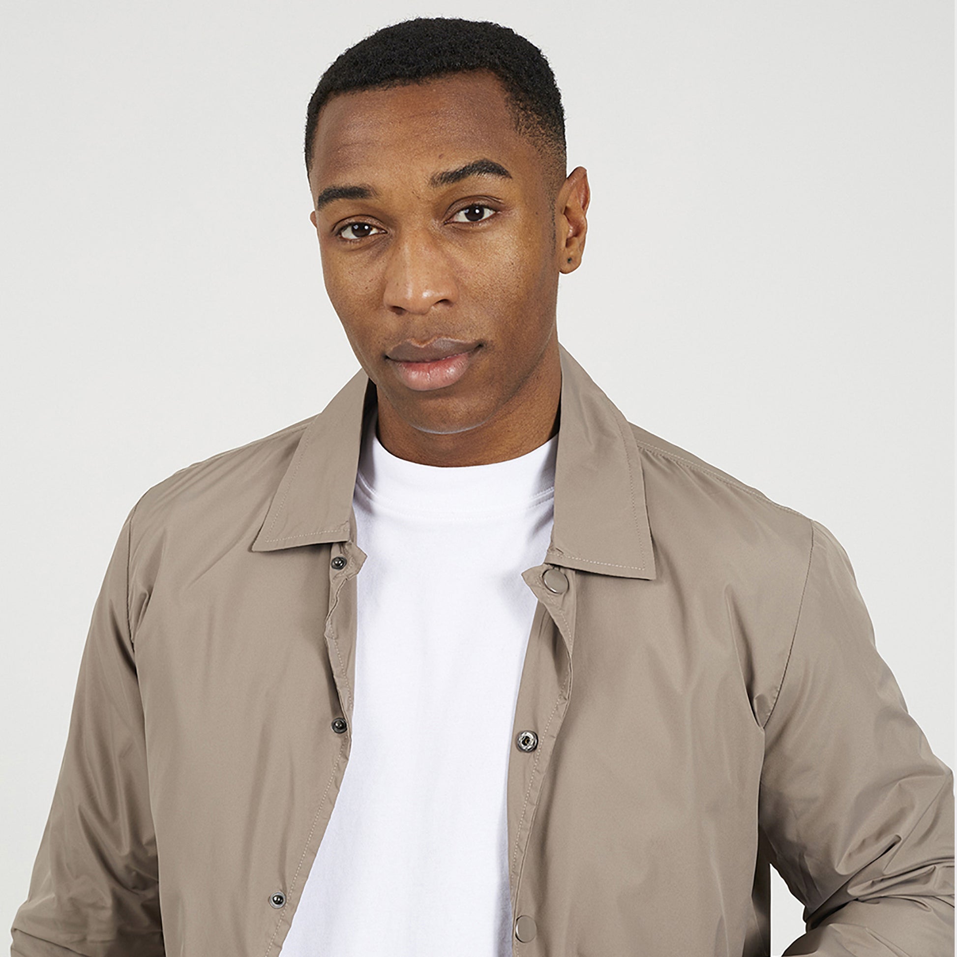 Brave Soul Taupe Lightweight Coach Style Jacket - Taupe Image 4
