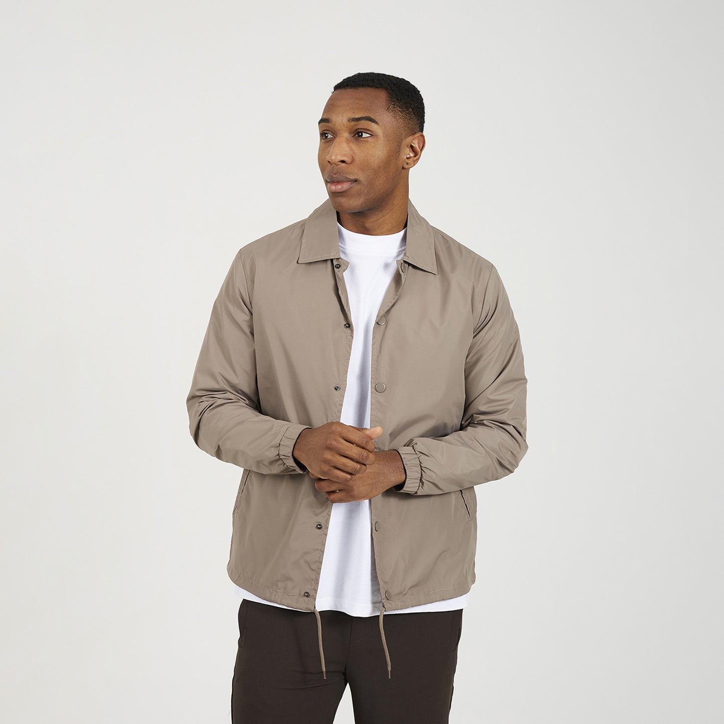 Brave Soul Taupe Lightweight Coach Style Jacket - Taupe Image 1