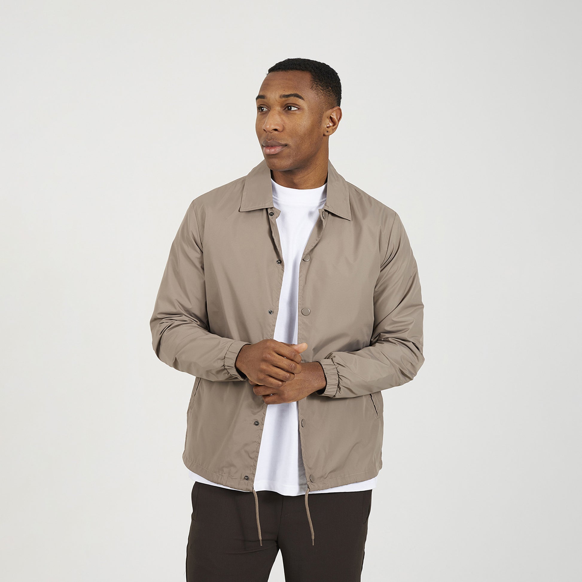 Brave Soul Taupe Lightweight Coach Style Jacket - Taupe Image 1