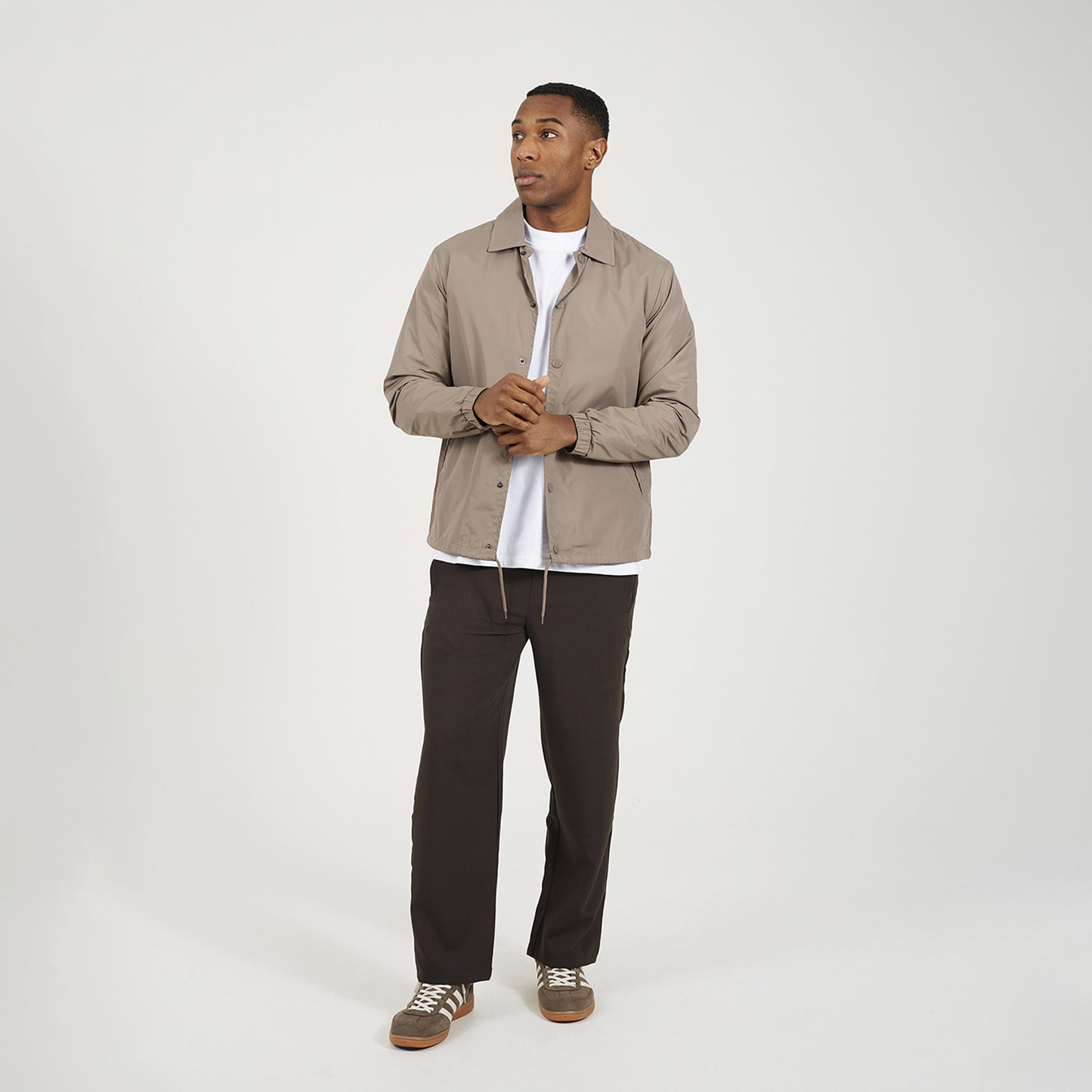 Brave Soul Taupe Lightweight Coach Style Jacket - Taupe Image 3