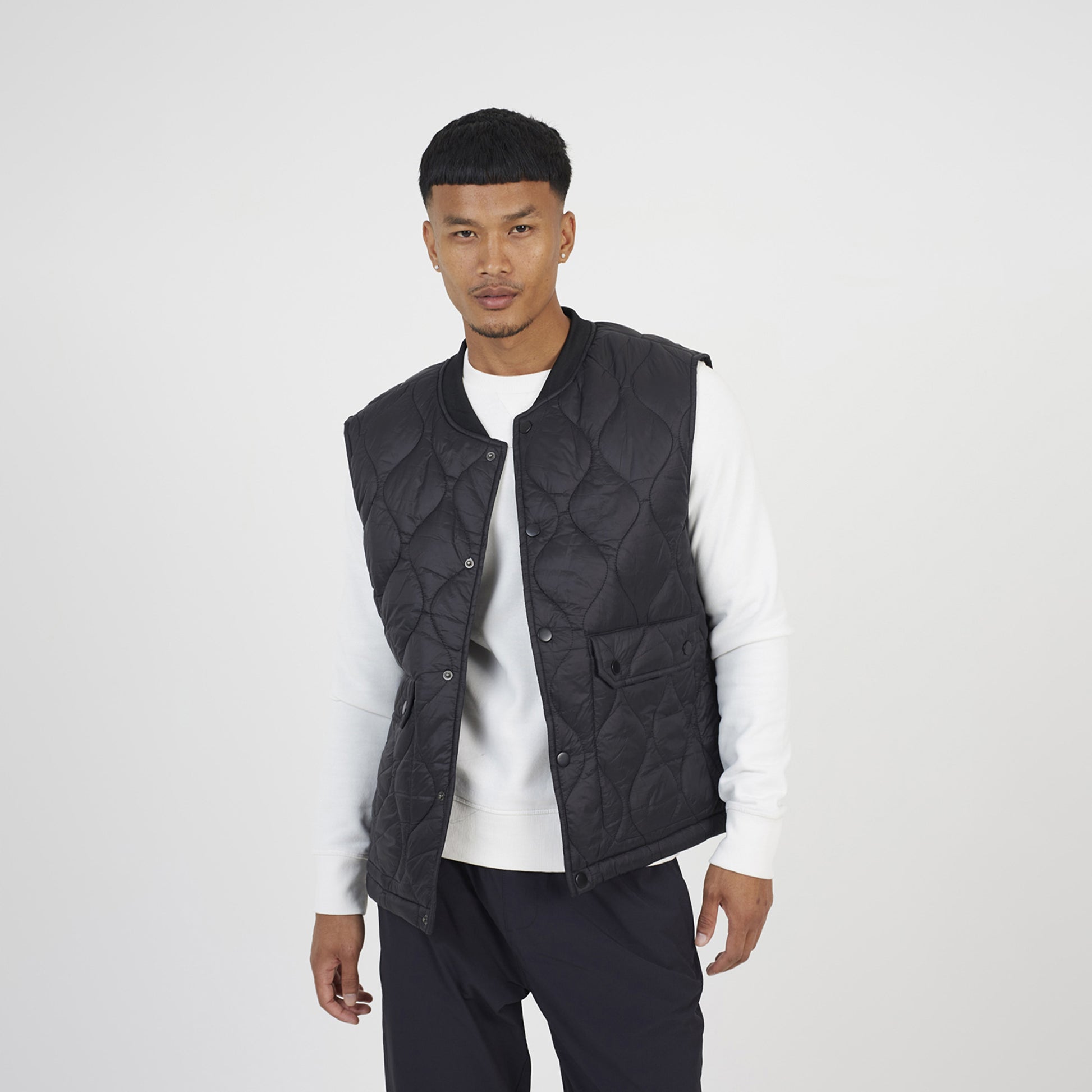 Brave Soul Black Onion Quilted Gilet - Black Image 1