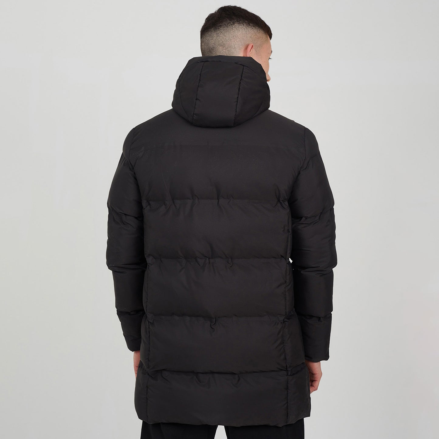 Brave Soul Black Longline Heat Sealed Hooded Padded Jacket - Black Image 2