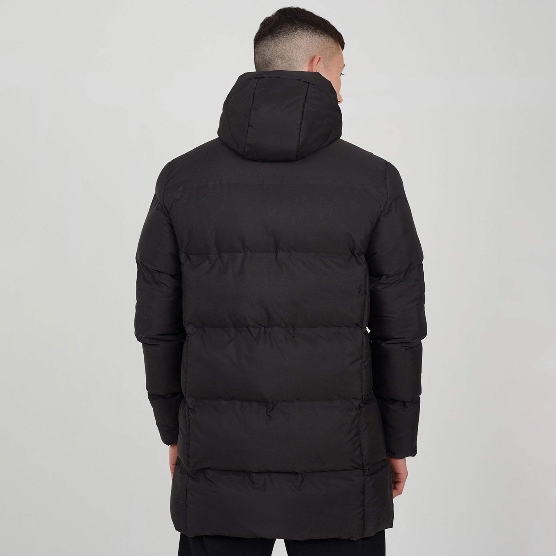 Brave Soul Black Longline Heat Sealed Hooded Padded Jacket - Black Image 2
