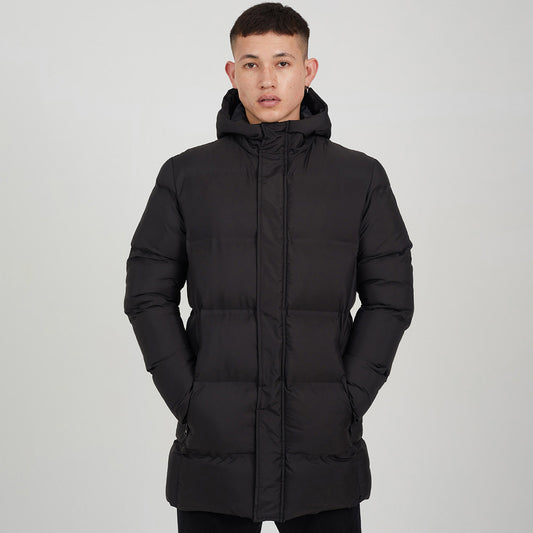 Brave Soul Black Longline Heat Sealed Hooded Padded Jacket - Black Image 1