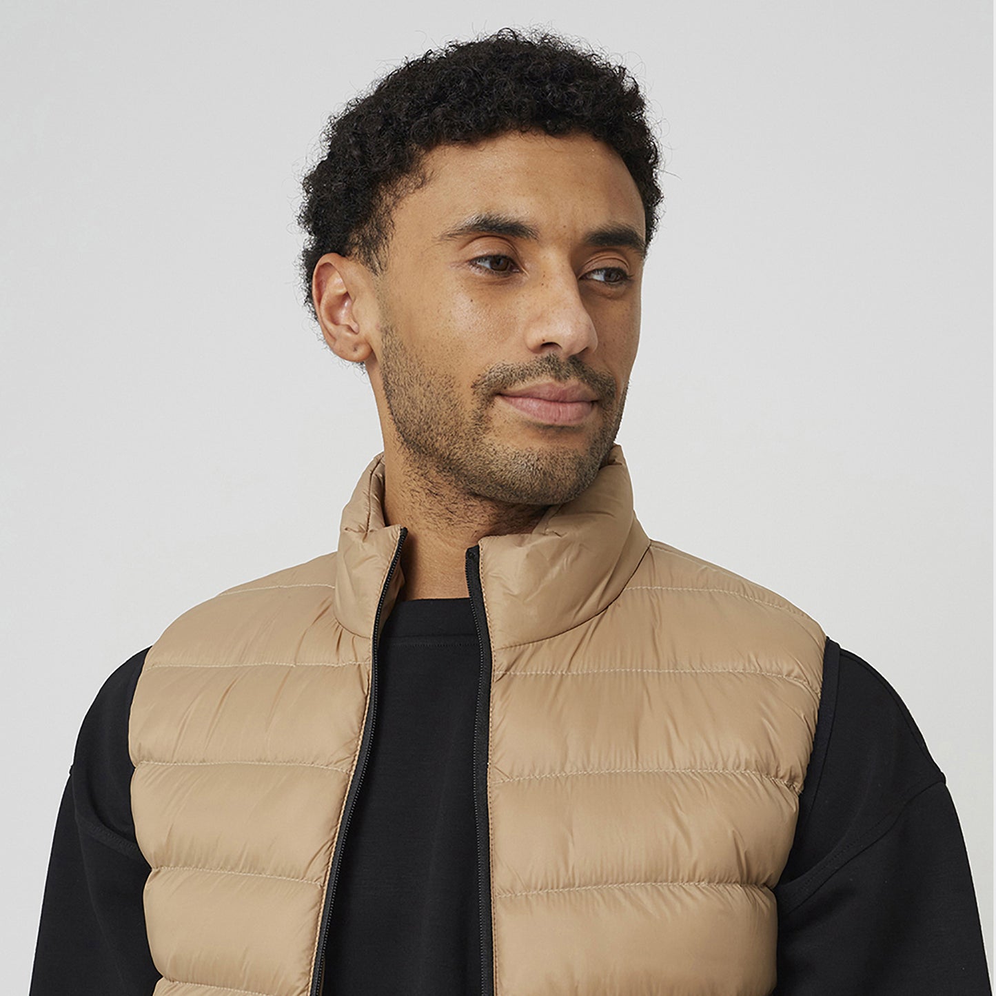 Brave Soul Stone Quilted Padded Gilet - Stone Image 4