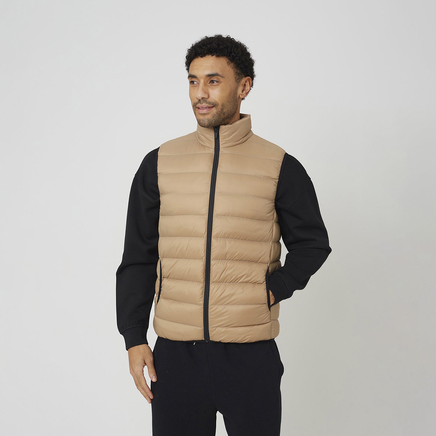Brave Soul Stone Quilted Padded Gilet - Stone Image 1