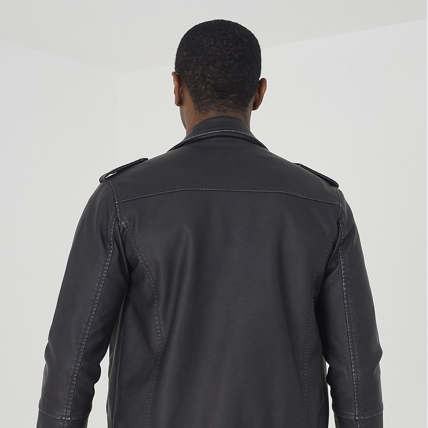 Brave Soul Black Faux Leather Biker Jacket - Black Image 2