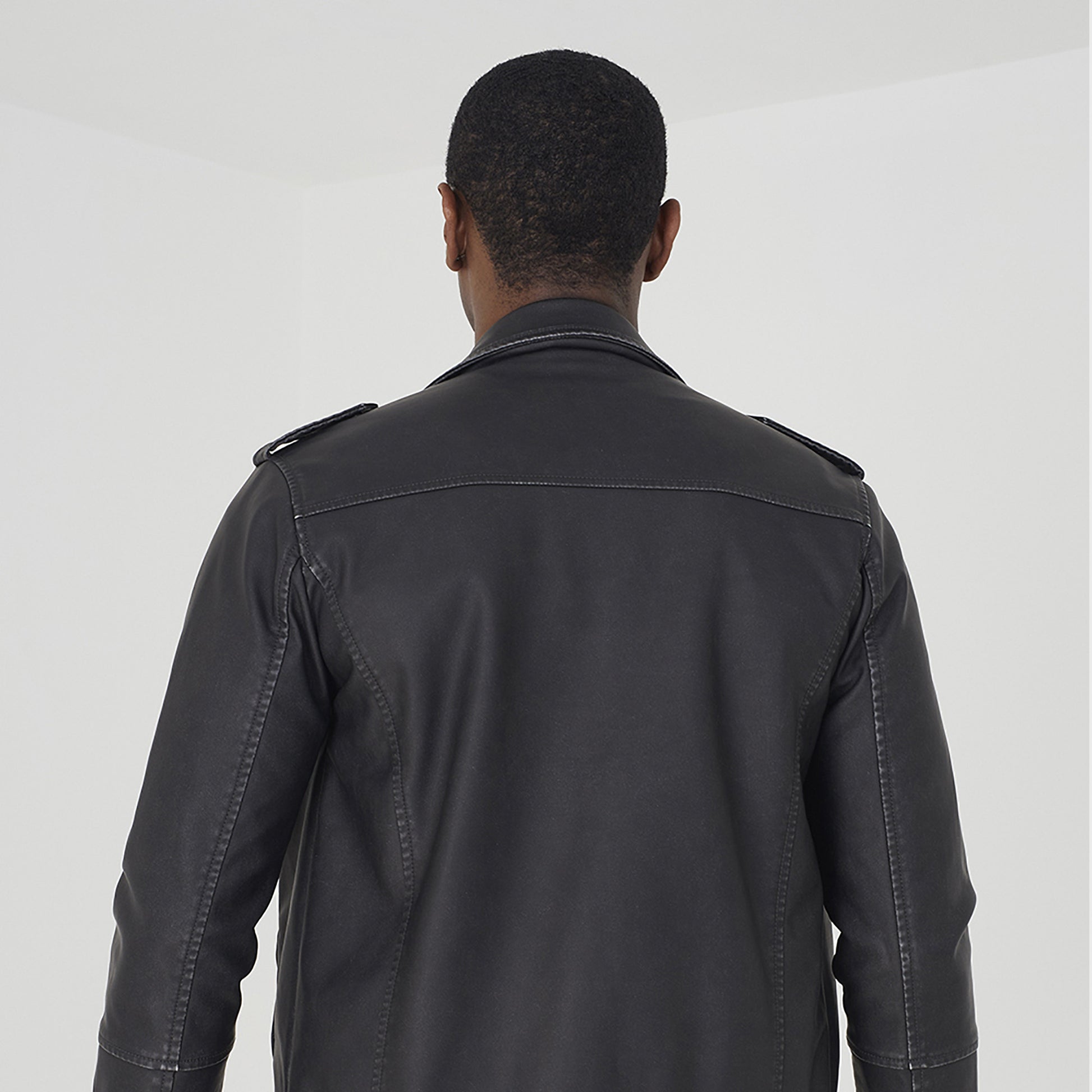Brave Soul Black Faux Leather Biker Jacket - Black Image 2