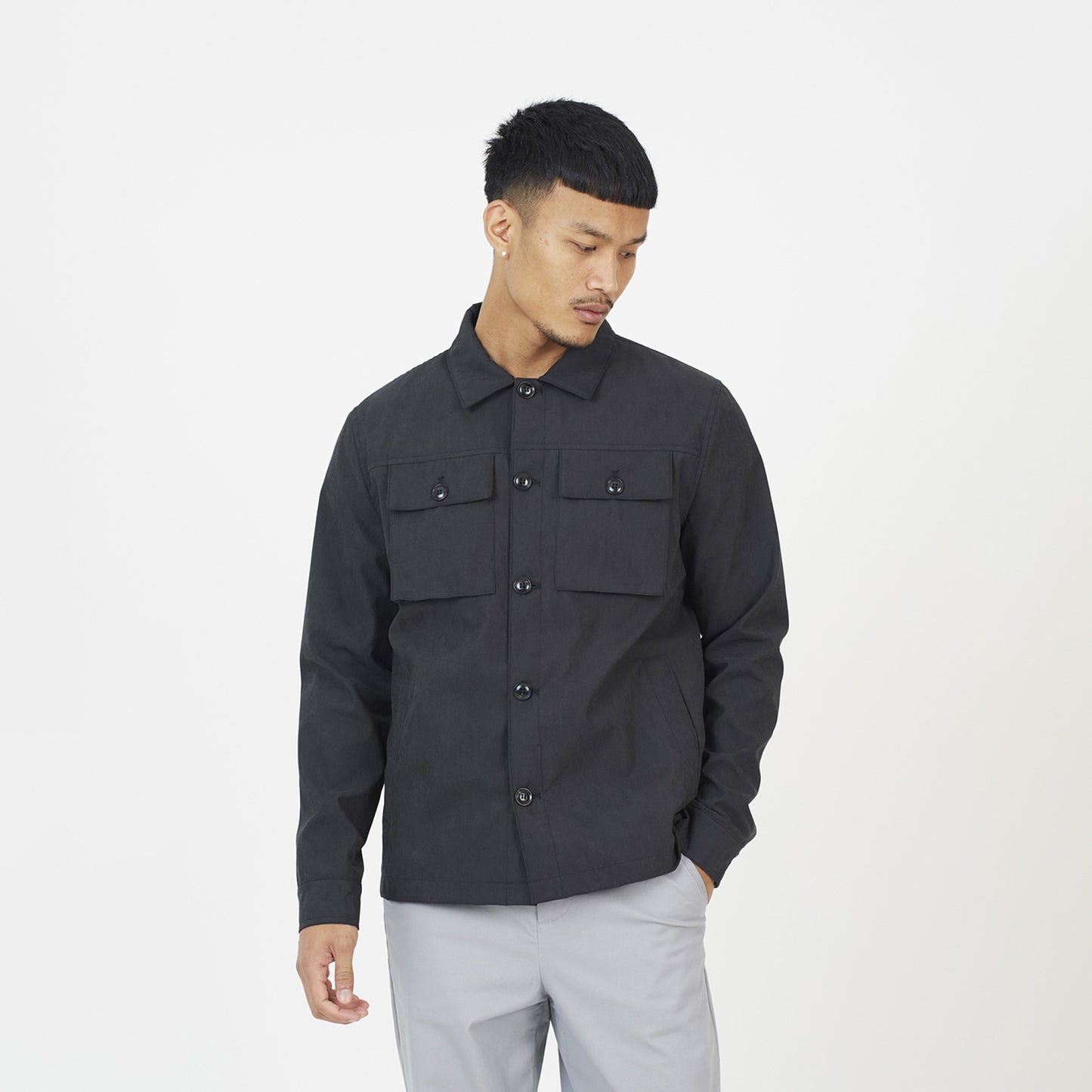 Brave Soul Black Button Through Shacket - Black Image 1