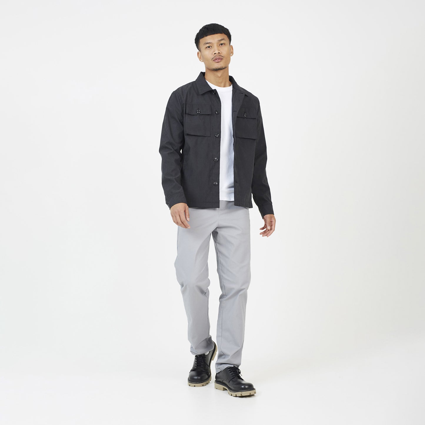 Brave Soul Black Button Through Shacket - Black Image 3