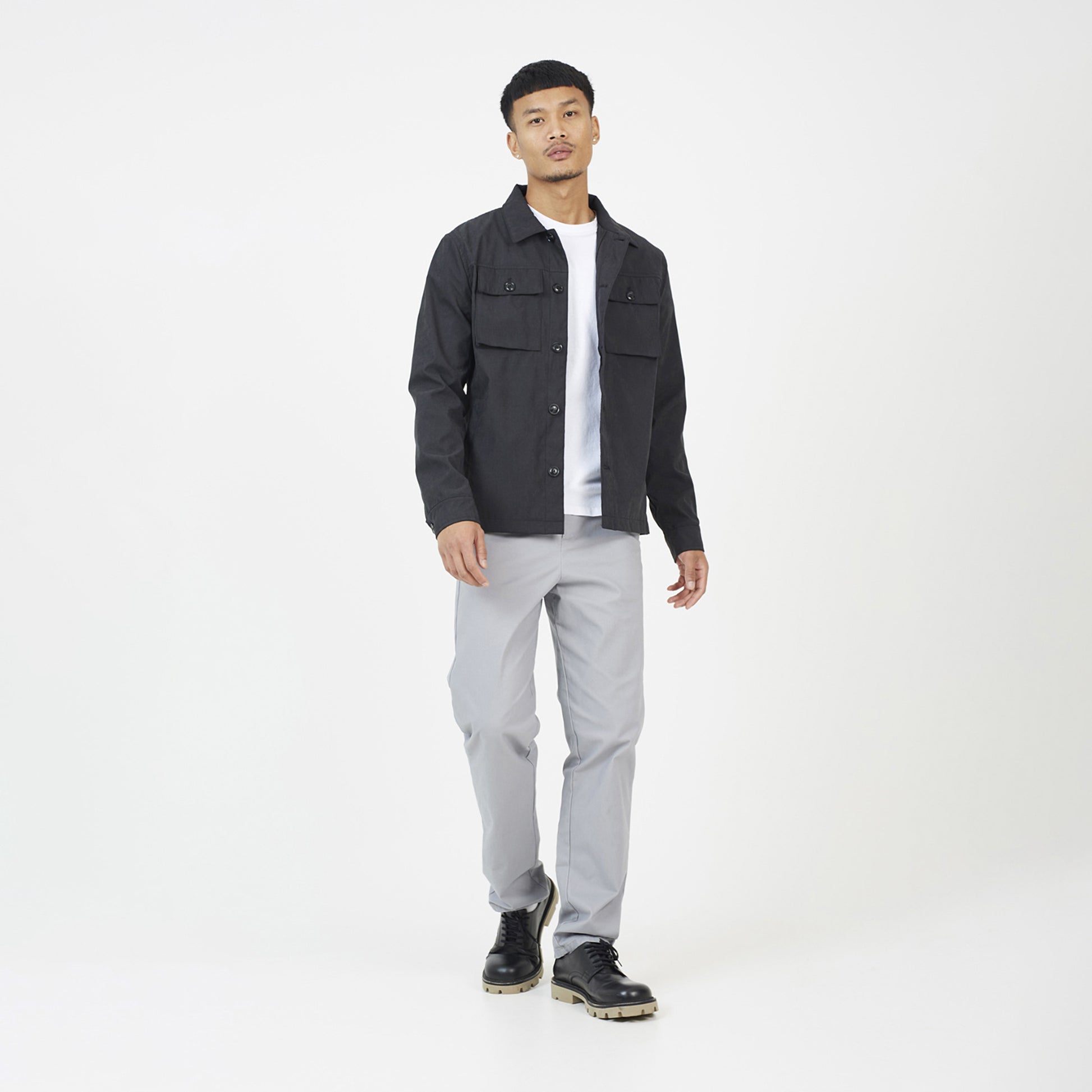 Brave Soul Black Button Through Shacket - Black Image 3