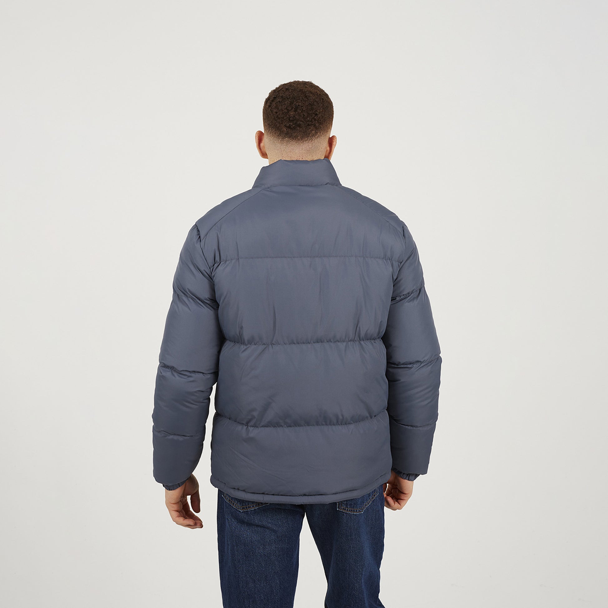 Brave Soul Blue Funnel Neck Padded Jacket - Blue Image 2