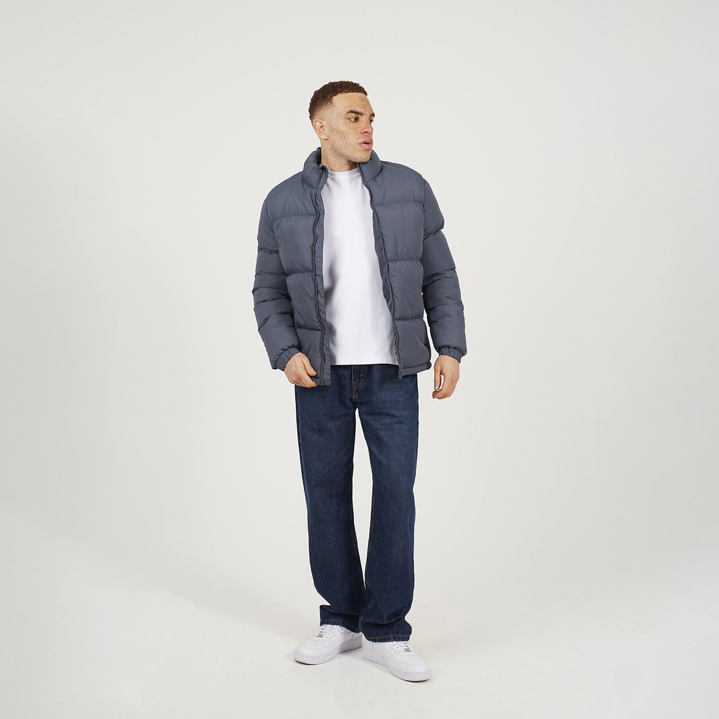 Brave Soul Blue Funnel Neck Padded Jacket - Blue Image 3
