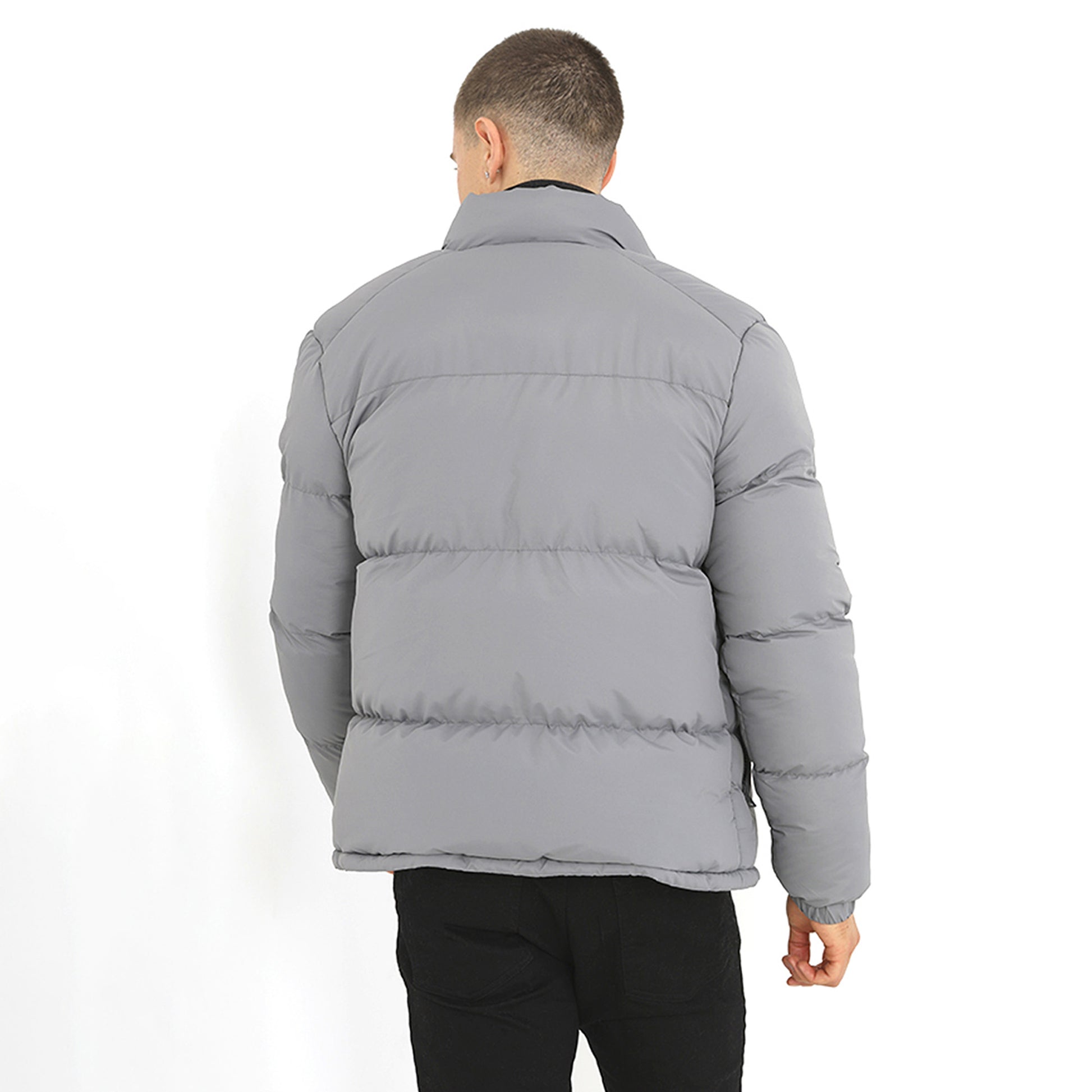 Brave Soul Grey Funnel Neck Padded Jacket - Grey Image 2