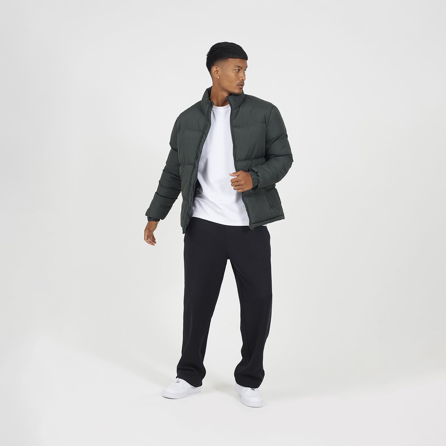 Brave Soul Khaki Funnel Neck Padded Jacket - Khaki Image 3