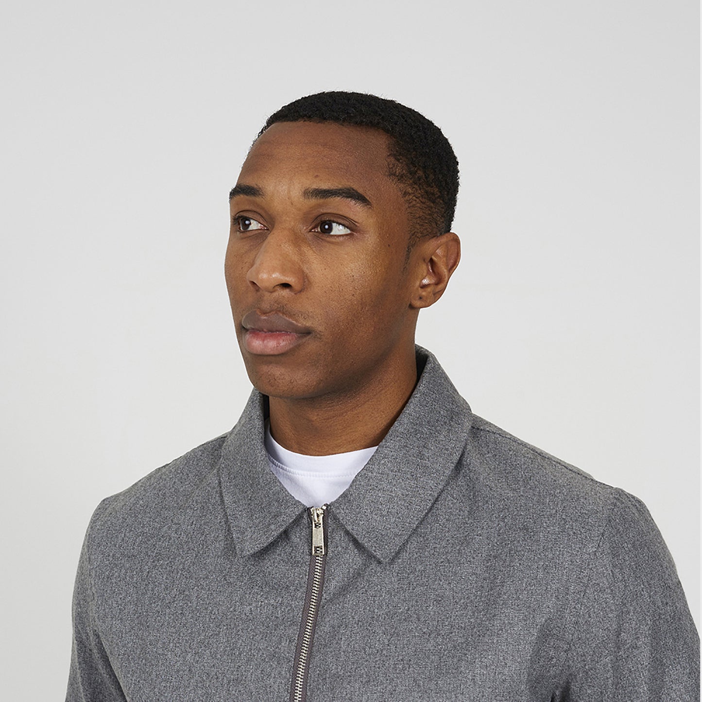 Brave Soul Grey Harrington Style Zip Through Jacket - Grey Image 4
