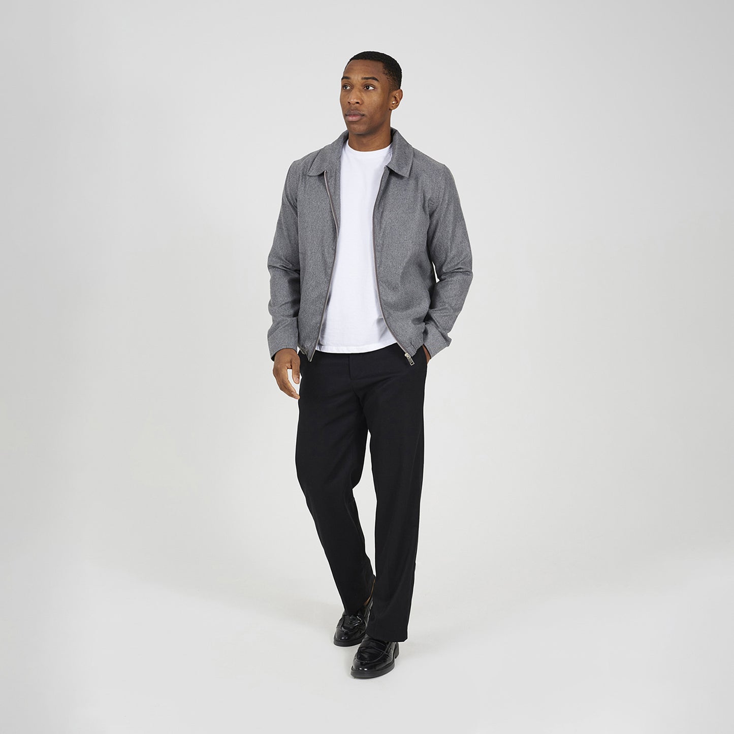Brave Soul Grey Harrington Style Zip Through Jacket - Grey Image 3