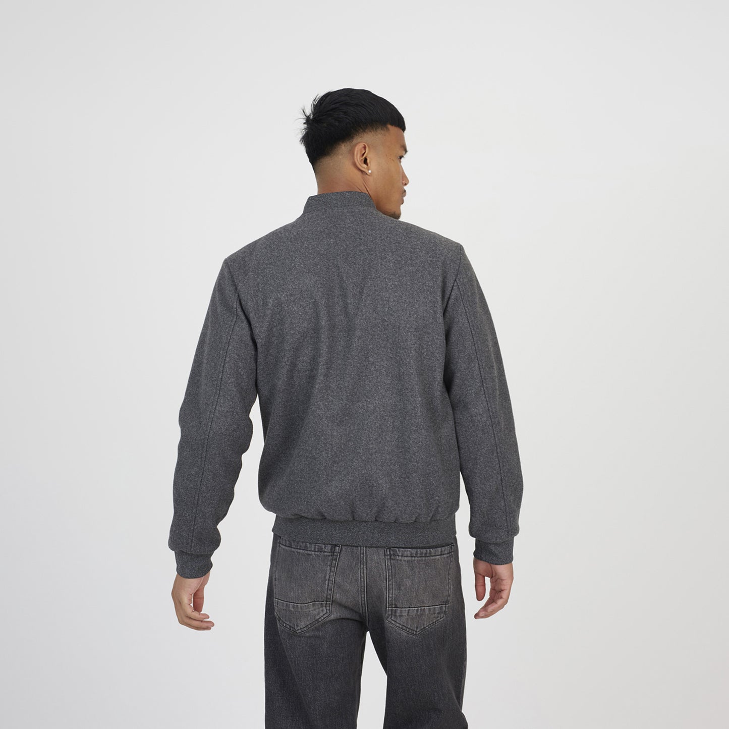 Brave Soul Charcoal Bomber Style Jacket - Charcoal Image 2