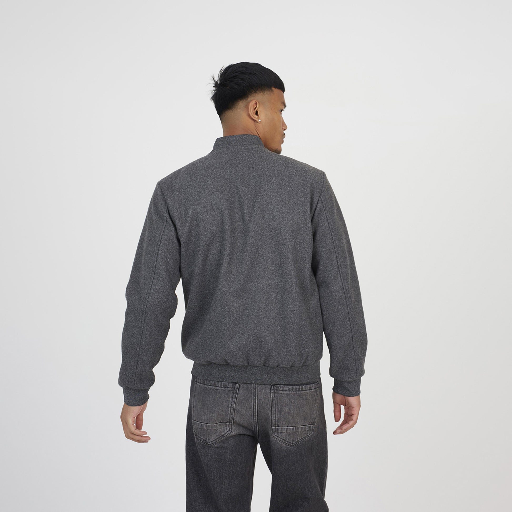 Brave Soul Charcoal Bomber Style Jacket - Charcoal Image 2