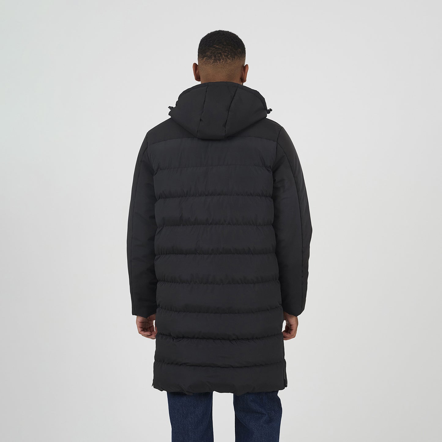 Brave Soul Black Padded Hooded Longline Jacket - Black Image 2