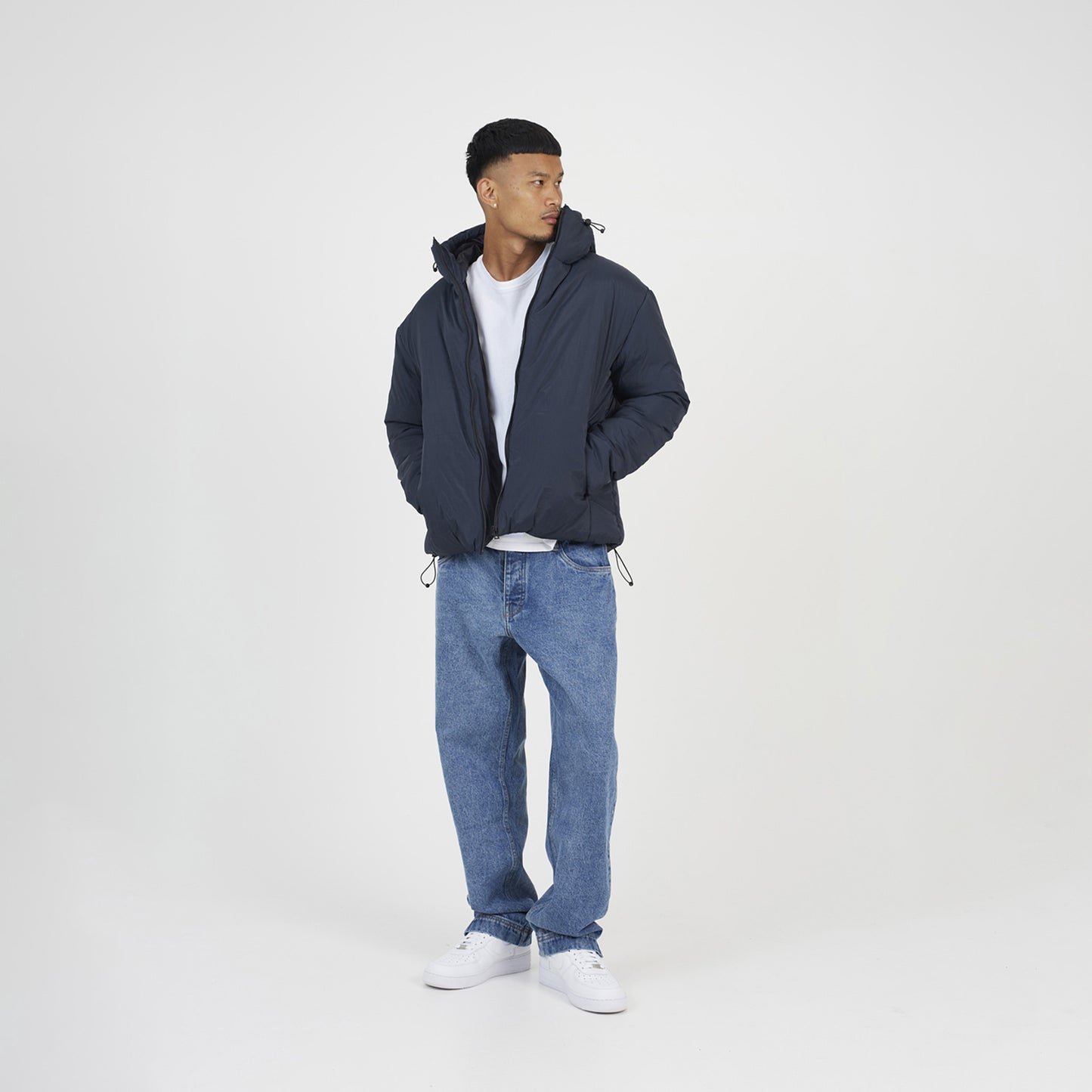 Brave Soul Navy Padded Hooded Jacket - Navy Image 3