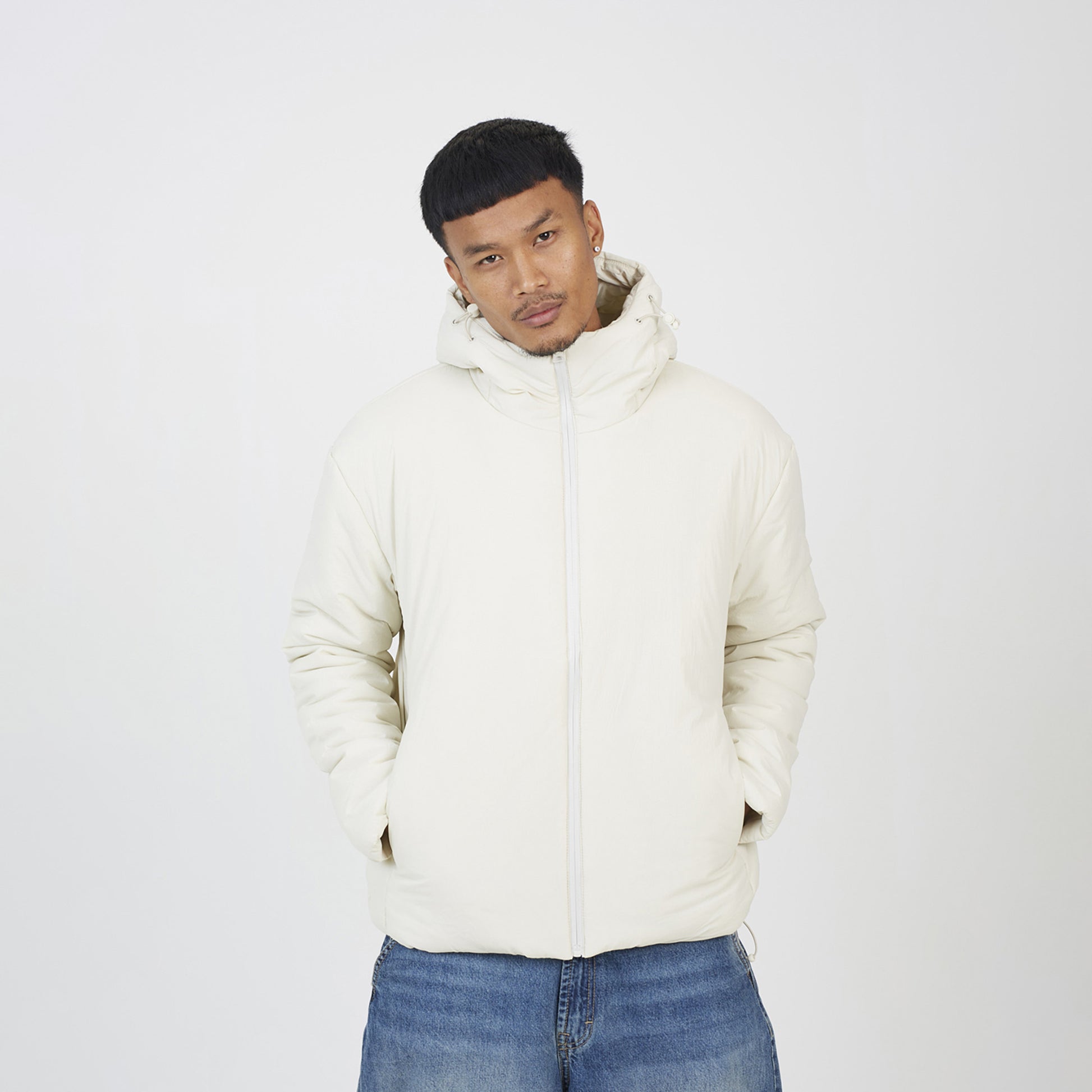 Brave Soul Stone Padded Hooded Jacket - Stone Image 1
