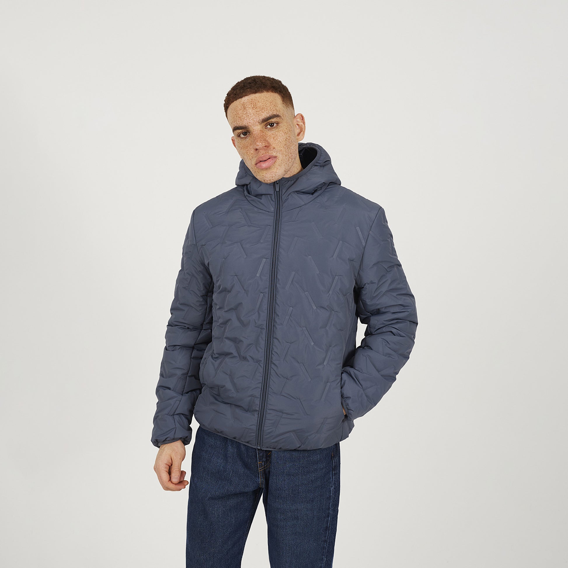 Brave Soul Blue Short Length Hooded Padded Jacket - Blue Image 1