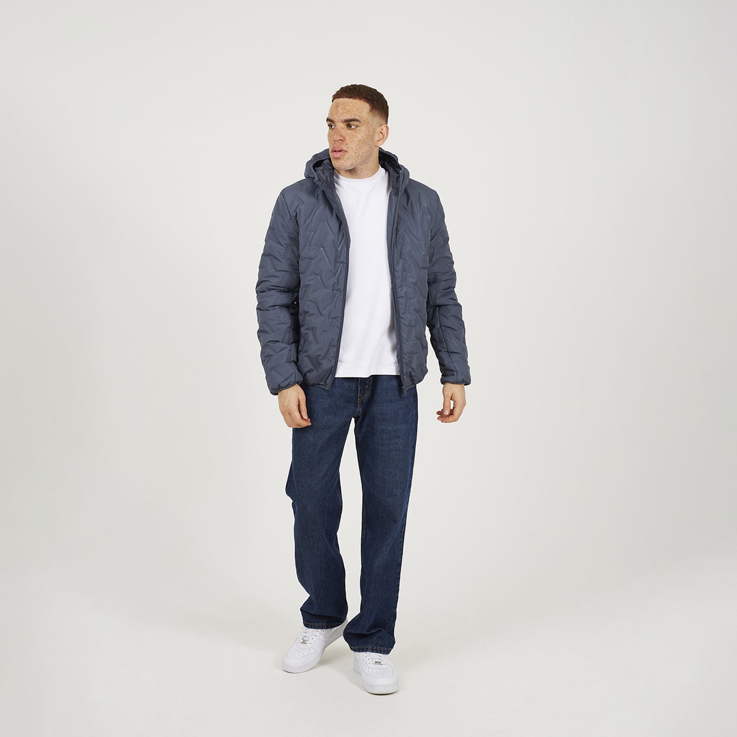 Brave Soul Blue Short Length Hooded Padded Jacket - Blue Image 3