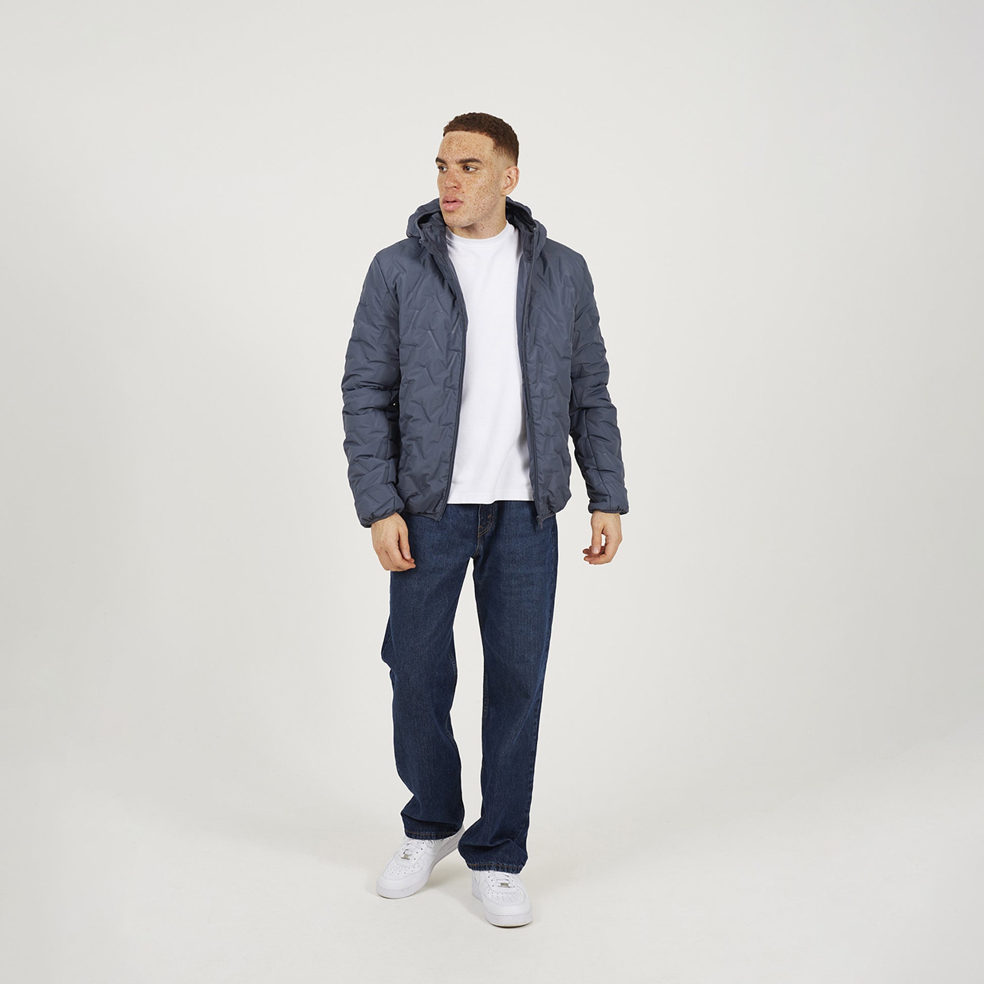 Brave Soul Blue Short Length Hooded Padded Jacket - Blue Image 3