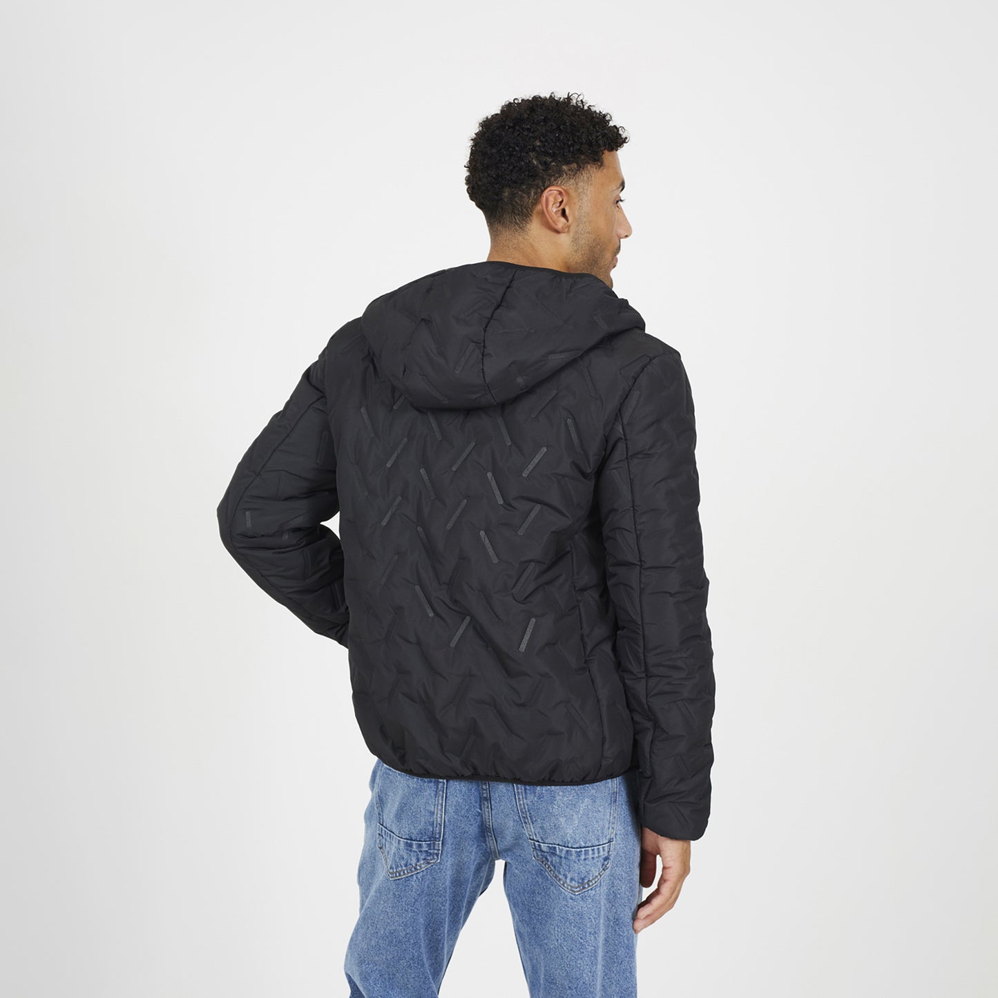 Brave Soul Black Short Heat Seal Padded Hooded Jacket - Black Image 2