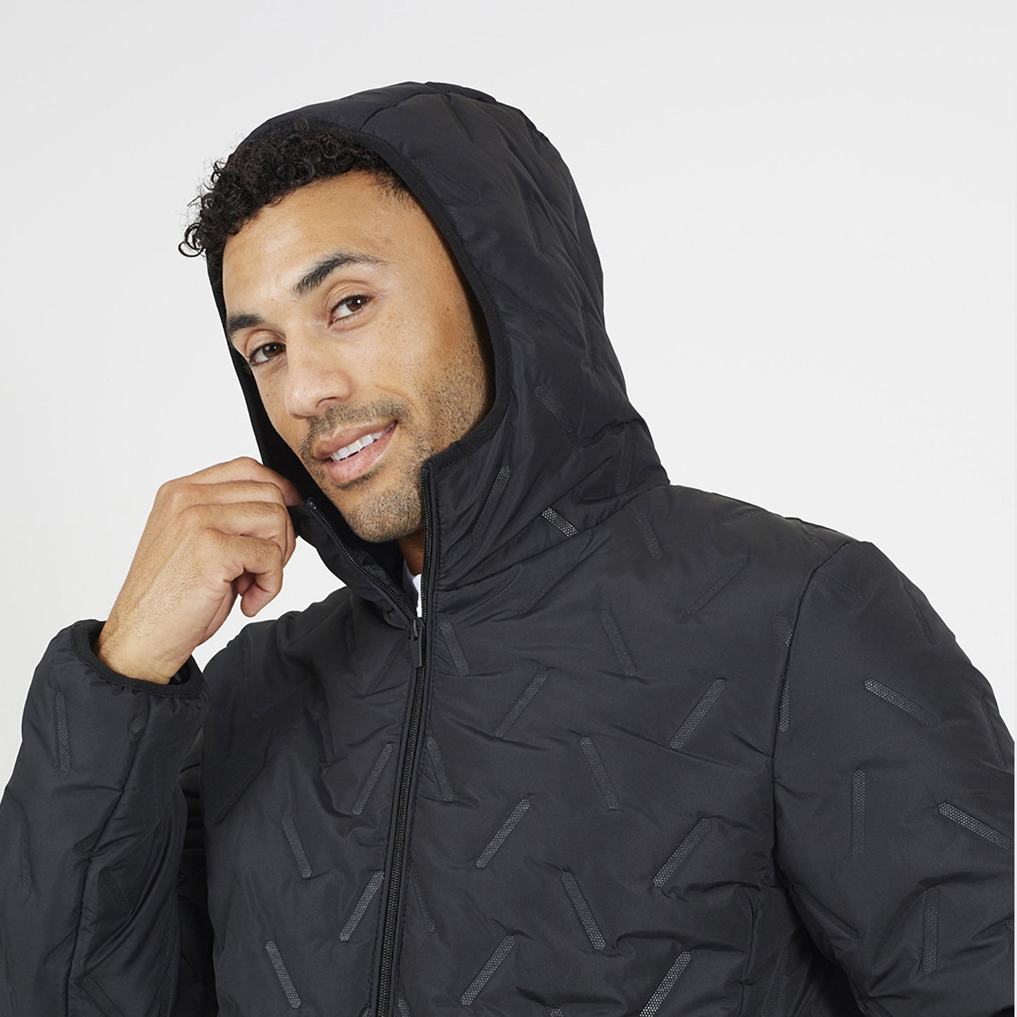 Brave Soul Black Short Heat Seal Padded Hooded Jacket - Black Image 4