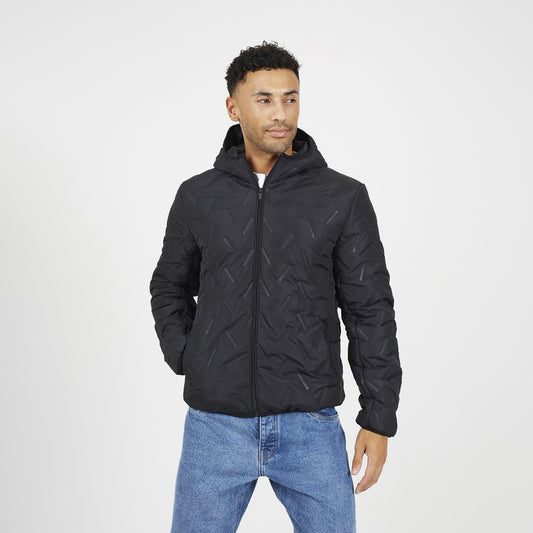 Brave Soul Black Short Heat Seal Padded Hooded Jacket - Black Image 1