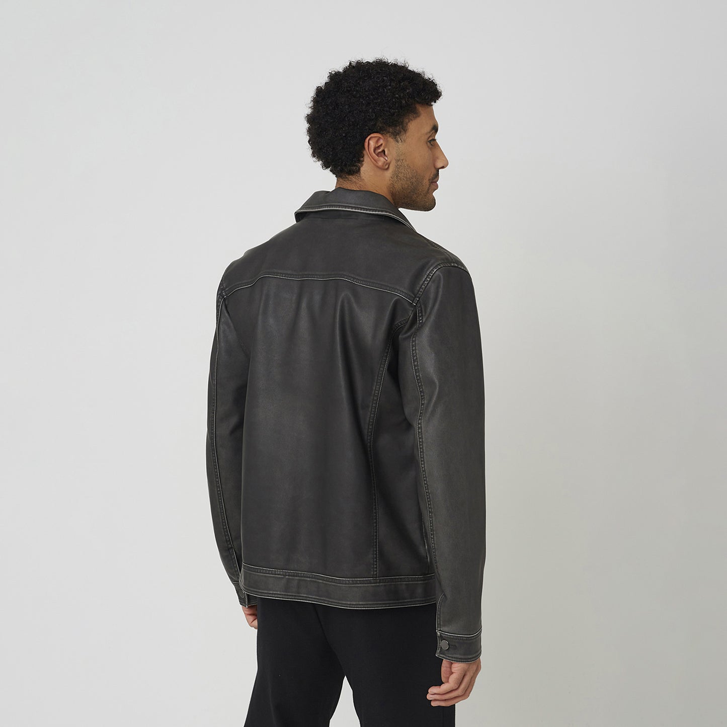 Brave Soul Black Faux Leather Button Through Shacket - Black Image 2
