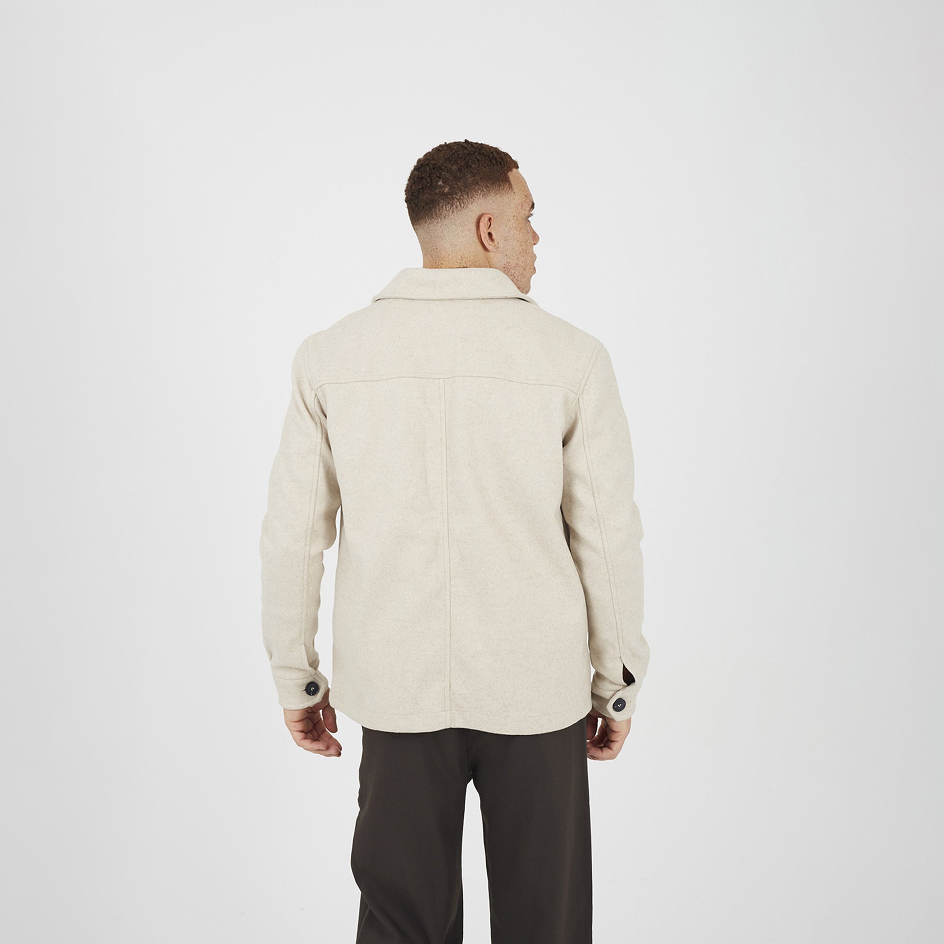 Brave Soul Stone Wool-Look Four Pocket Shacket - Stone Image 2
