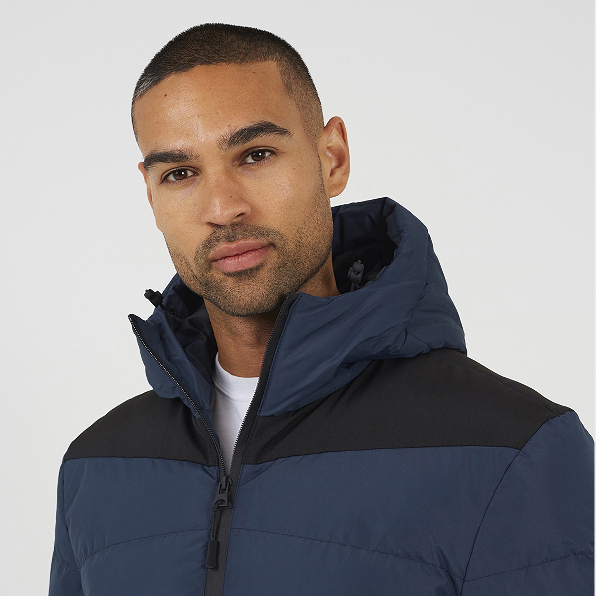 Brave Soul Blue Padded Quilted Hooded Jacket - Blue Image 4