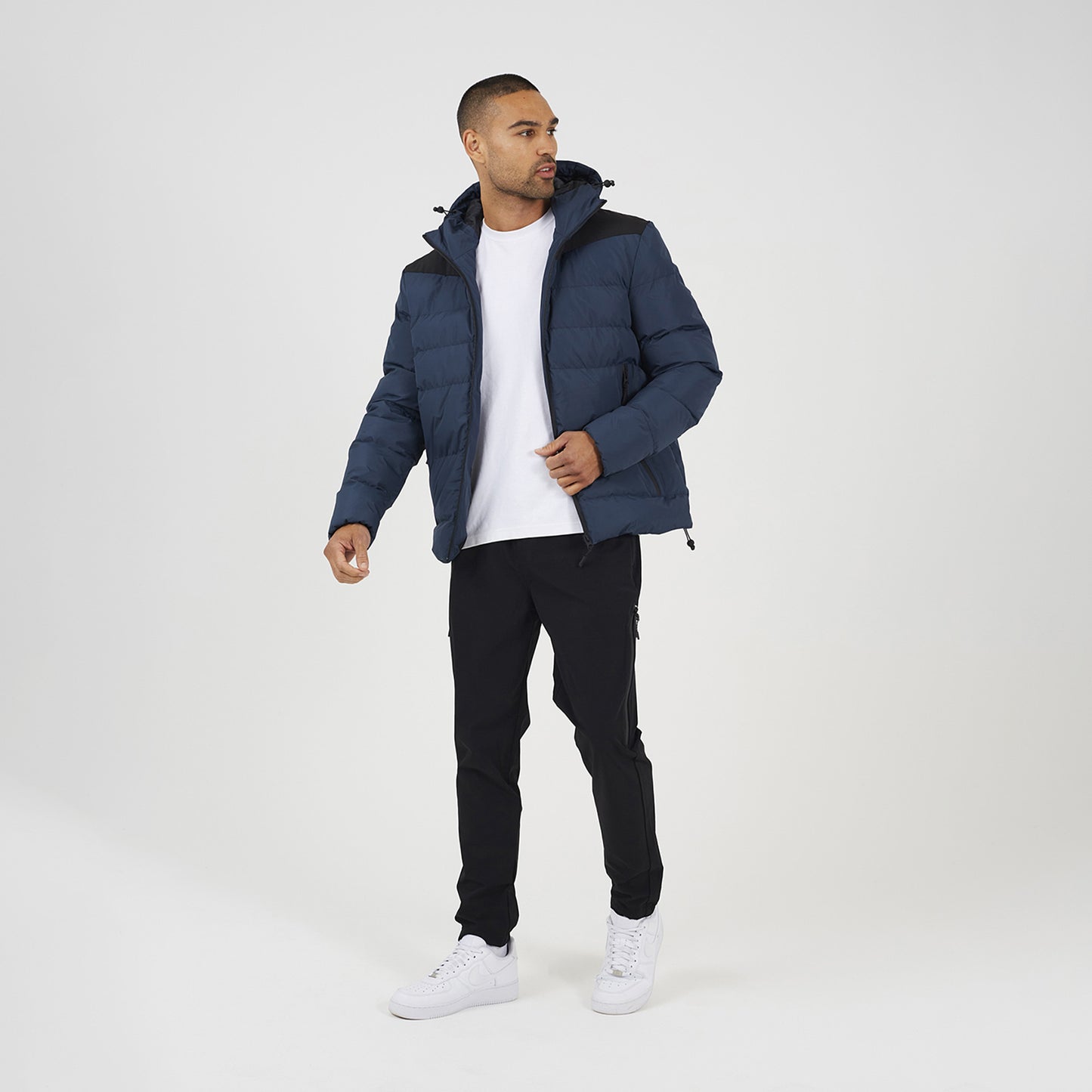 Brave Soul Blue Padded Quilted Hooded Jacket - Blue Image 3