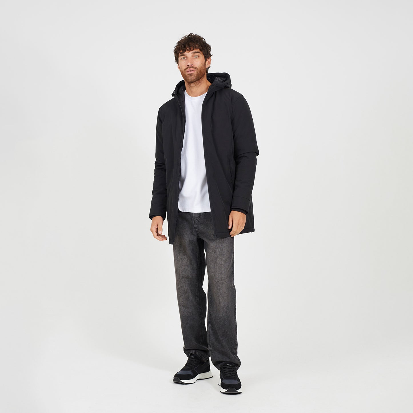 Brave Soul Black Quilted Soft Shell Hooded Parka Jacket - Black Image 3