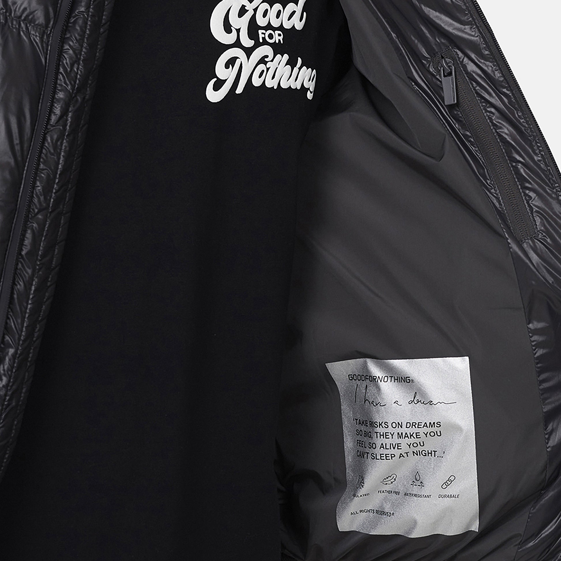 Good For Nothing  Charcoal Hooded Puffer Jacket - Charcoal Image 3