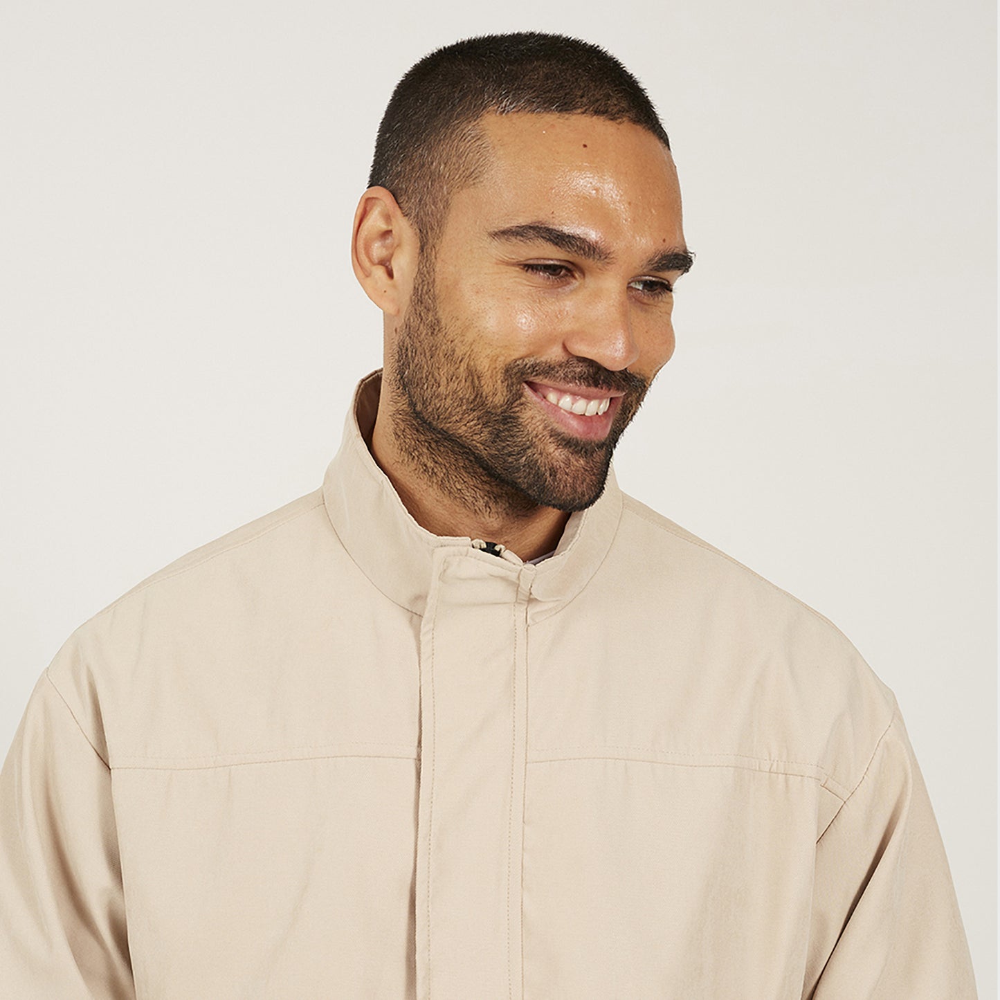 Brave Soul Stone Funnel Neck Oversized Jacket - Stone Image 4