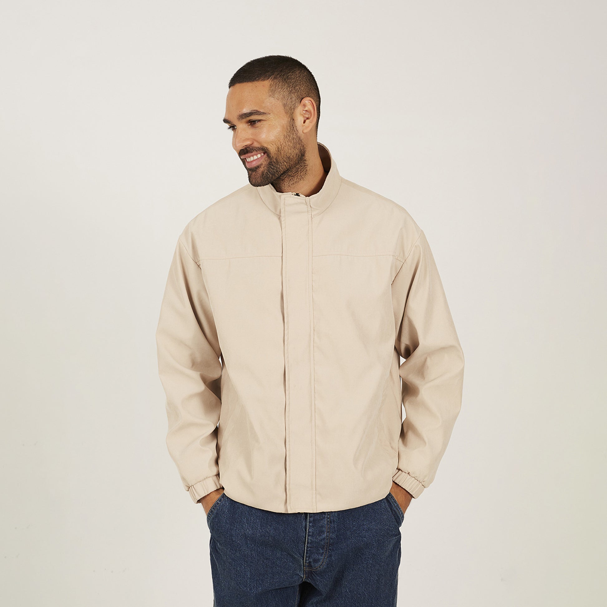 Brave Soul Stone Funnel Neck Oversized Jacket - Stone Image 1