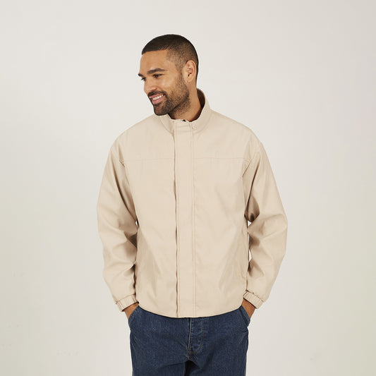 Brave Soul Stone Funnel Neck Oversized Jacket - Stone Image 1