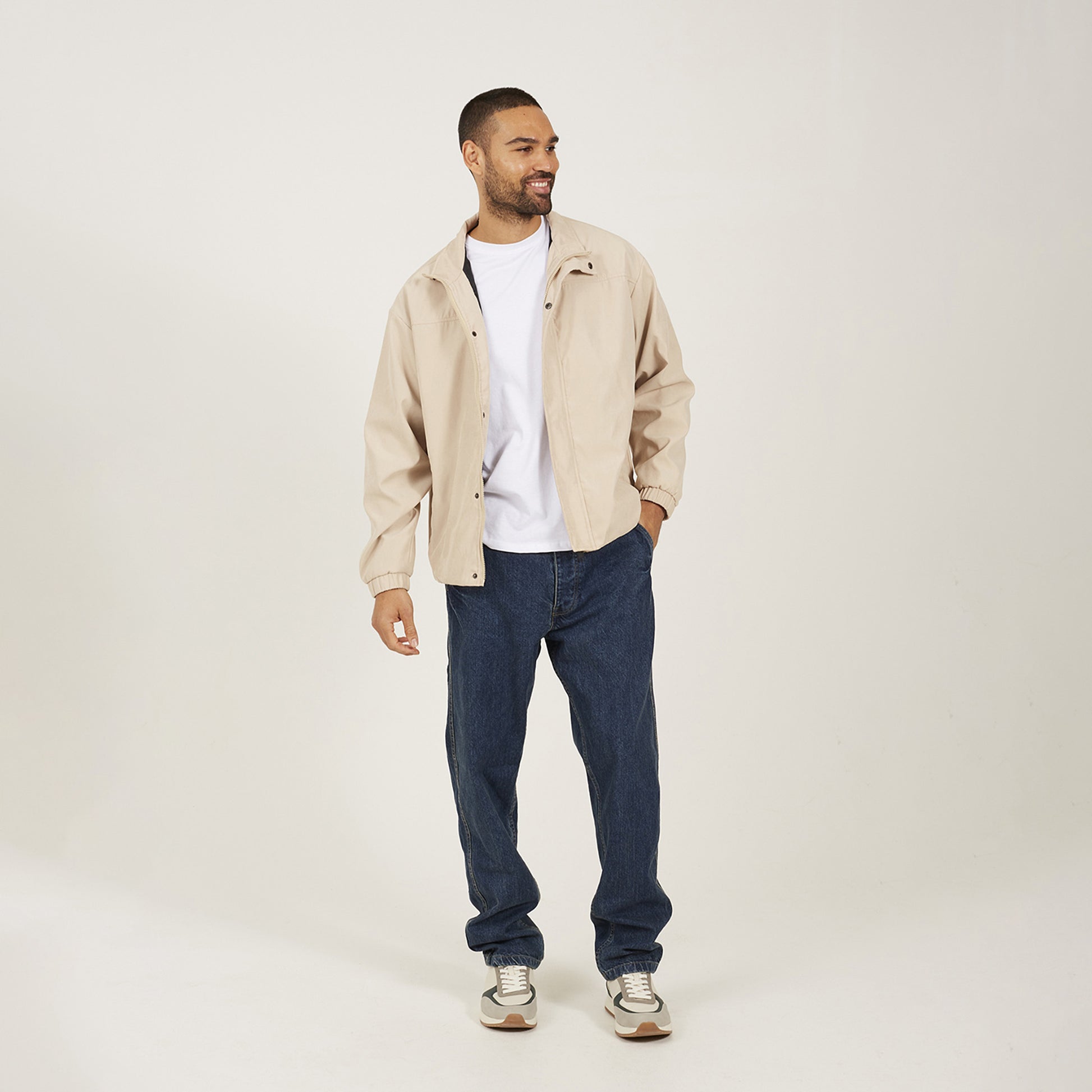 Brave Soul Stone Funnel Neck Oversized Jacket - Stone Image 3
