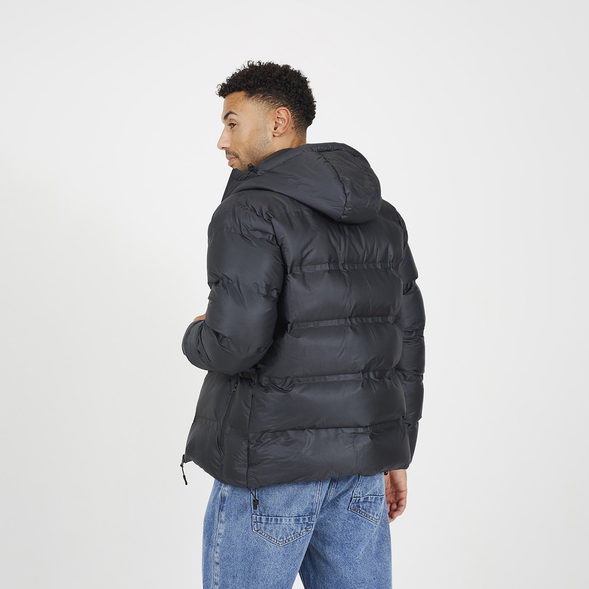 Brave Soul Black Heat Sealed Hooded Padded Jacket - Black Image 2