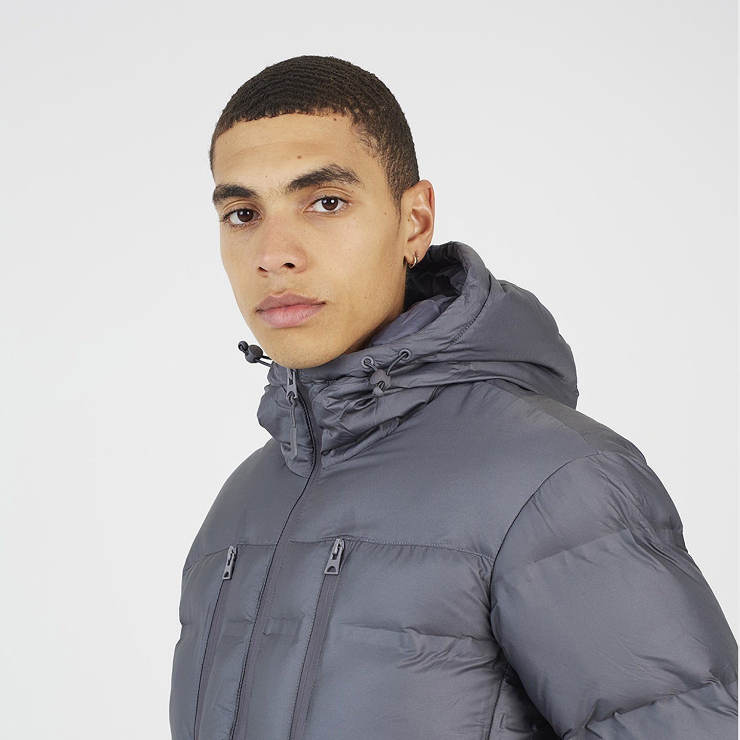 Brave Soul Grey Heat Sealed Hooded Padded Jacket - Grey Image 4
