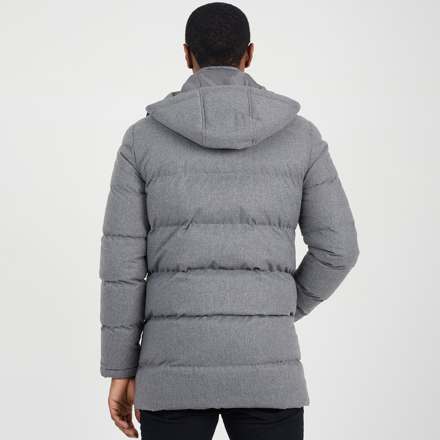 Brave Soul Grey Puffer Jacket With Detachable Hood - Grey Image 2