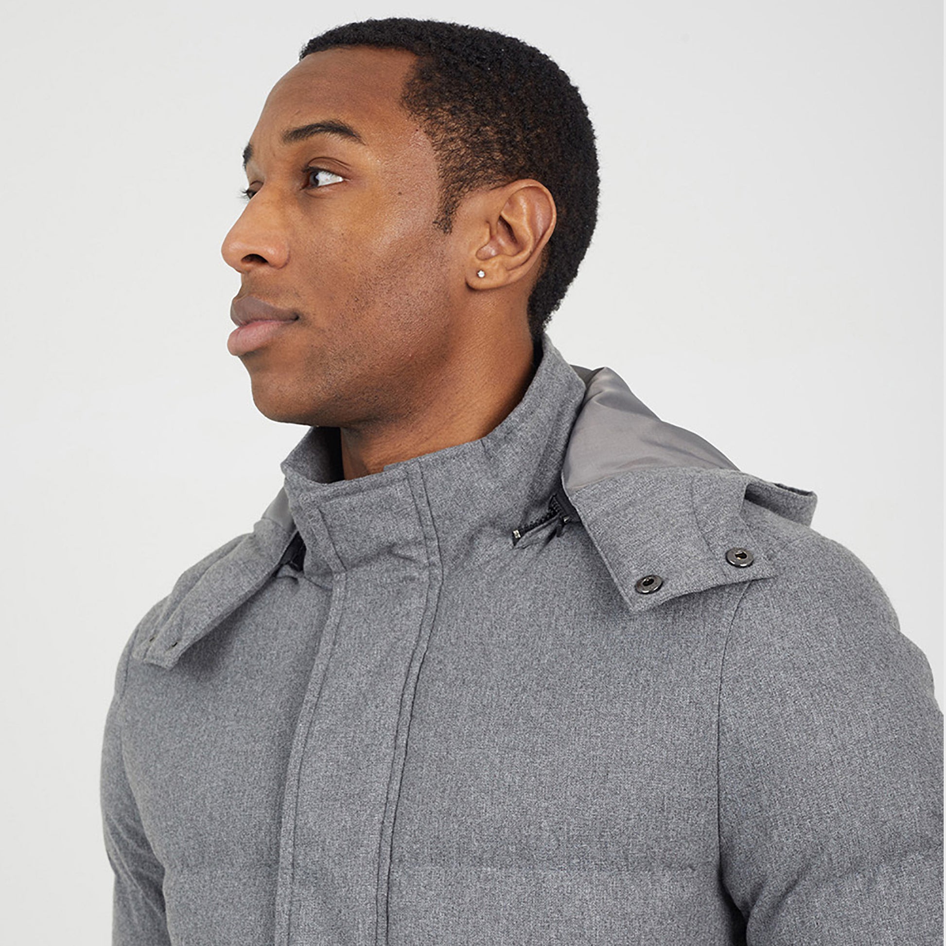 Brave Soul Grey Puffer Jacket With Detachable Hood - Grey Image 4