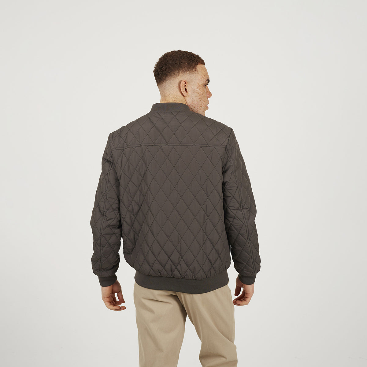 Brave Soul Brown Diamond Quilted Bomber Jacket - Brown Image 2