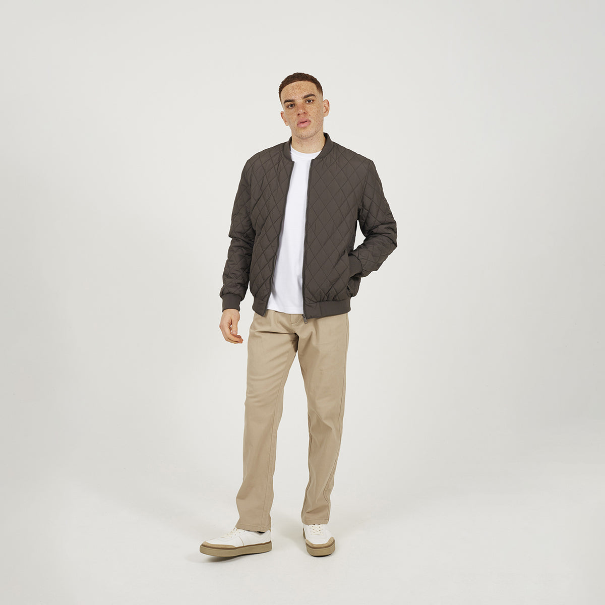 Brave Soul Brown Diamond Quilted Bomber Jacket - Brown Image 3