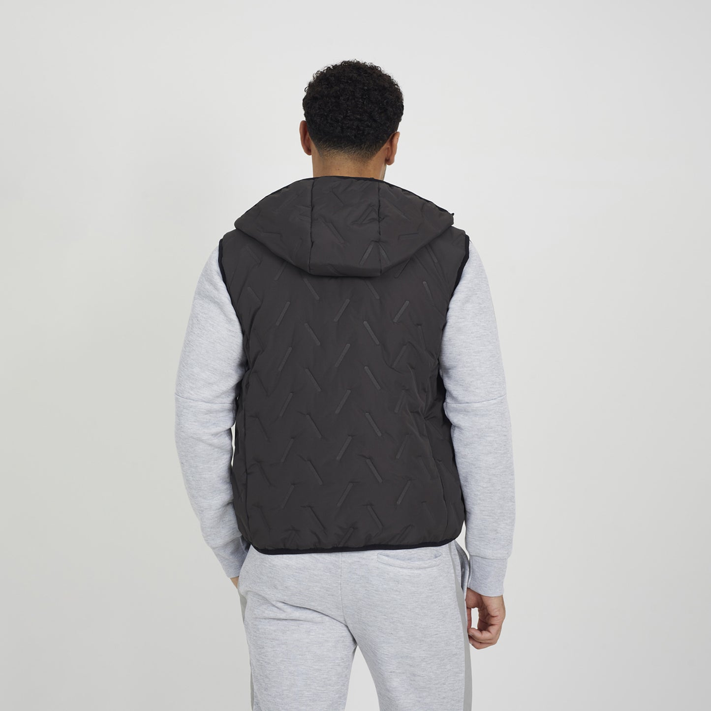 Brave Soul Charcoal Heat Seal Padded Hooded Gilet - Charcoal Image 2